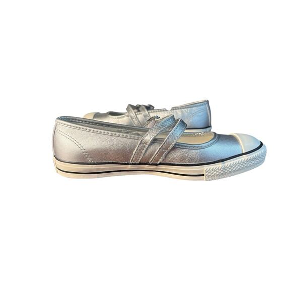 Converse Dainty Mary Jane Slip Strap Shoes Womens Silver Metallic Leather 6.5 - Picture 2 of 6